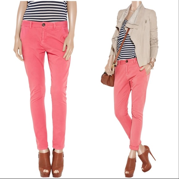 Current/Elliott Pants - Current Elliot Sharp Papaya Cotton Twill Trousers
